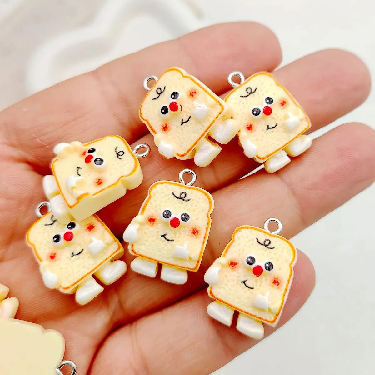 10 Pieces Yellow Toast Man Pendant Charms - DIY Resin Jewelry Making Kit for Necklace and Earrings
