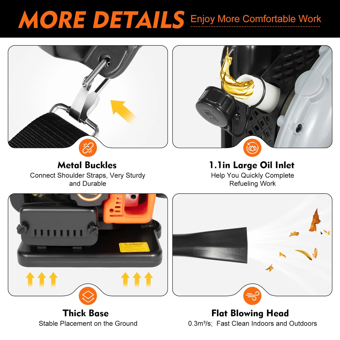 63CC Leaf Blower, 2.7kW Two-Stroke Engine, 6800rpm Speed, Efficient Yard Cleanup
