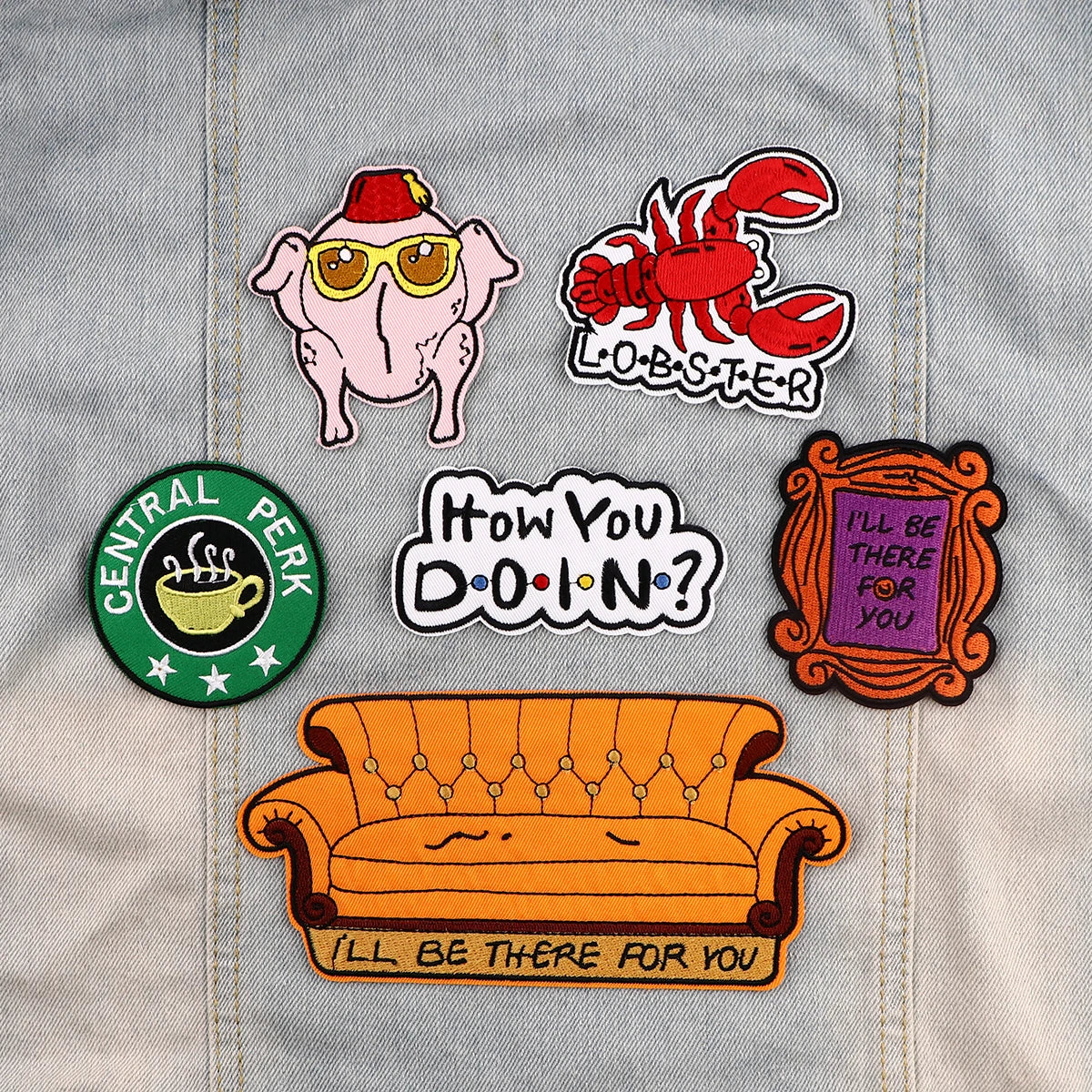 Friends TV SHOW Patch Turkey Embroidered Patches For Clothing DIY Iron on Patches For Clothes Cartoon Patch Stickers