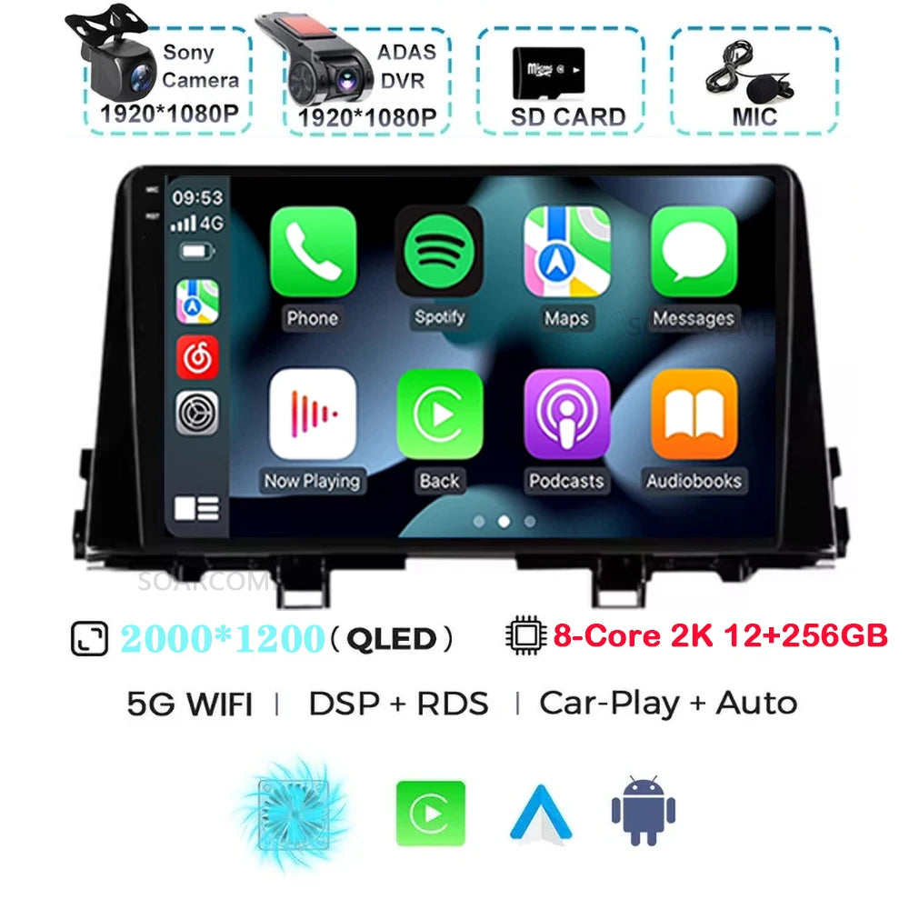 Android 15 For Kia Morning 3 Picanto 2015-2020 2K QLED Android Car Radio Multimedia Video Player GPS Stereo 4G CarPlay Head Unit