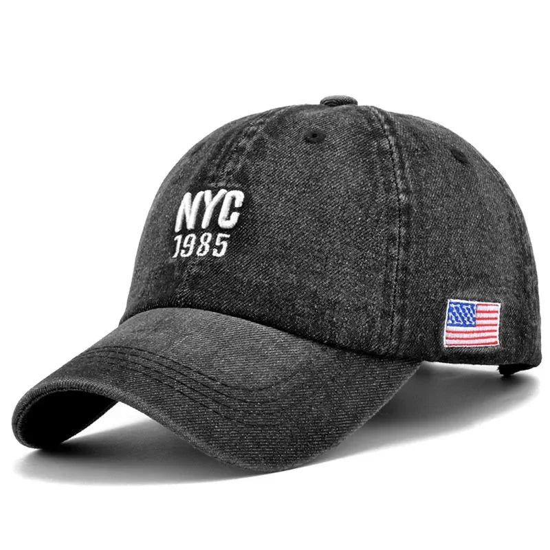 Fashion NYC 1985 Embroidery Denim Snapback Baseball Caps Adjustab Adult Sun Hats