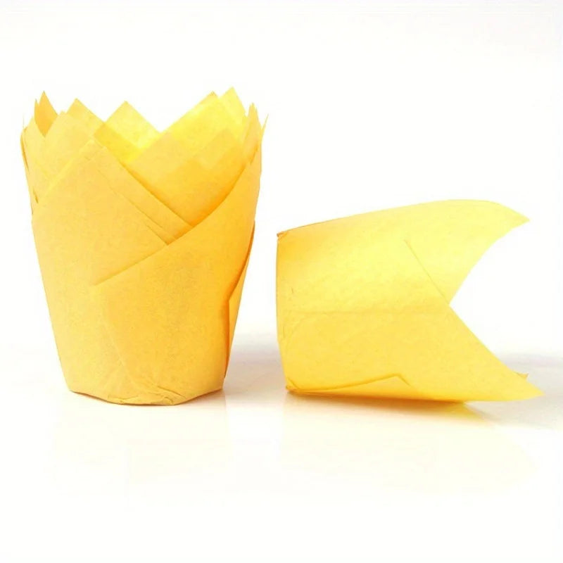 50pcs, Tulip Muffin Cups, Tulip Cupcake Liners, Elegant Party & Holiday Baking Cups for Christmas, Birthdays, Weddings