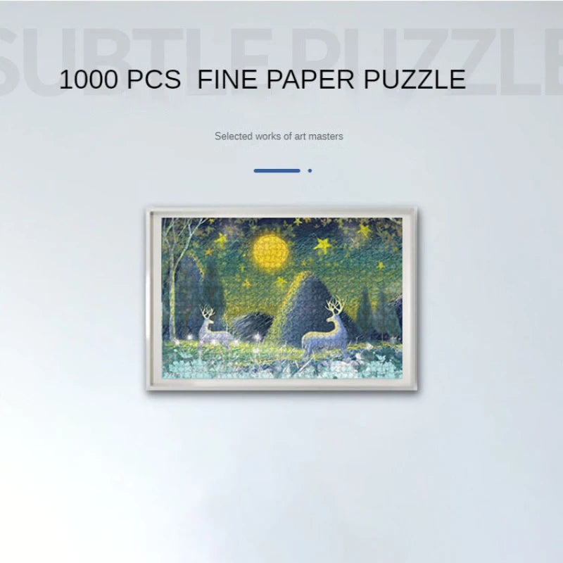 Mini Jigsaw Puzzle 1000 Pieces for Adults Kids Castle Night Puzzles Toy Family Game Famous World Oil Painting Home Decoration
