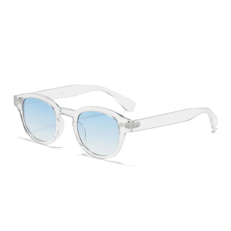 JNPCXI Vintage Round Sunglasses Women Men Retro Rivet Blue Gradient Female Sun Glasses UV400