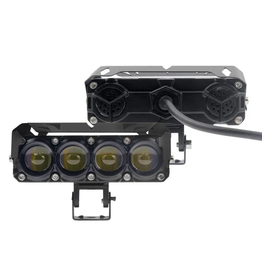 Motorcycle LED Spotlights, Headlights 3-eye Lens 2-color Light Shock-waterproof