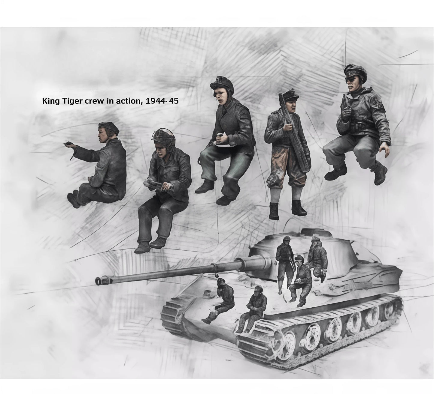 1: 35 Casting Resin Model Assembly Kit GK, Tiger Tank Member Group, Unpainted, Requires Assembly