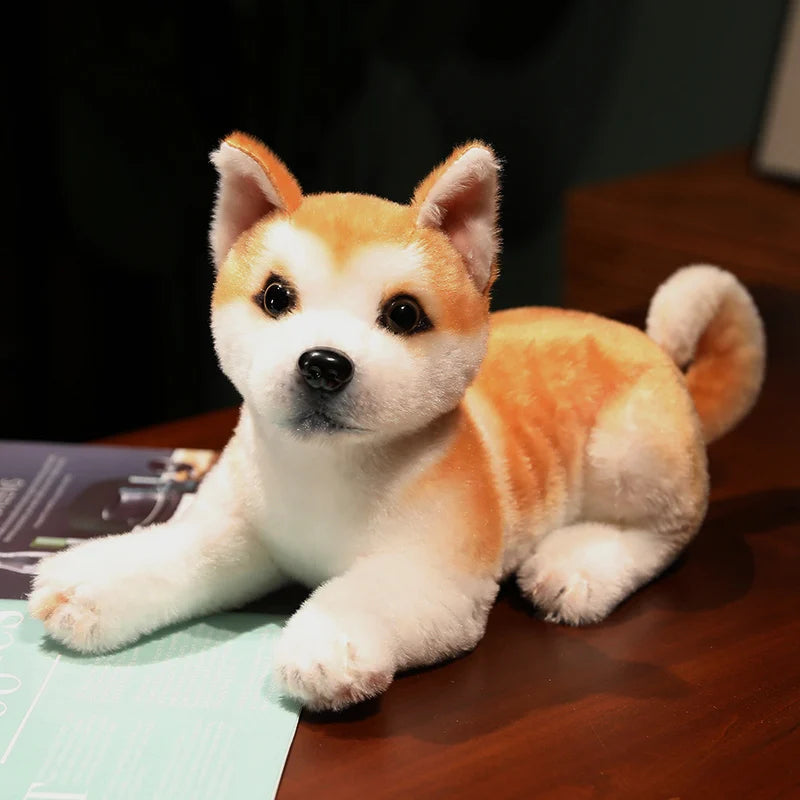 Lifelike Akita Dog Stuffed Animal Plush Toy Cute Simulation Puppy Shiba Inu Fluffy Appease Baby Doll Birthday Gifts For Children