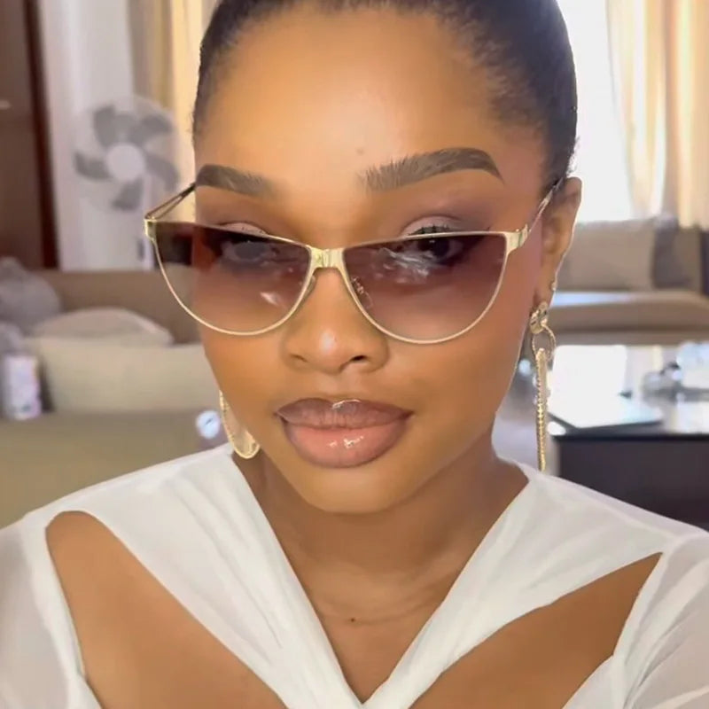JNPCXI New Fashion Cat Eye Women Sunglasses Vintage Metal Frame Gradient Shades UV400 Men Trending Sun Glasses