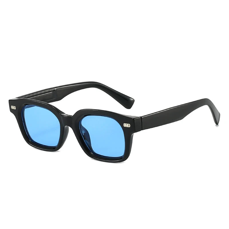 JNPCXI New Square Sunglasses Women Fashion Black Blue Shades UV400 Retro Rivets Men Clear Anti Blue Light Glasses Frame