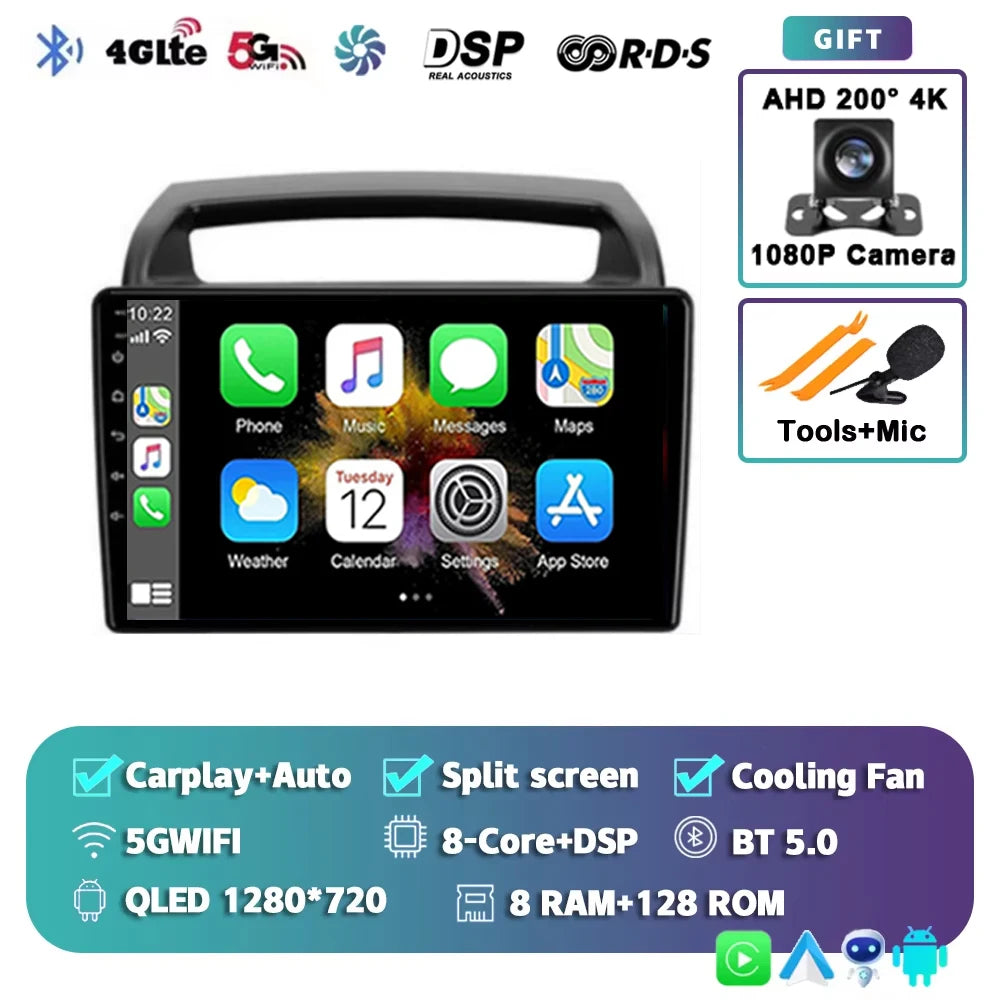 For KIA Carnival VQ 2006-2014 2K 12+256 QLED Android 15 CarPlay Car Radio Multimedia Video Player GPS stereo Head Unit 4G WIFI