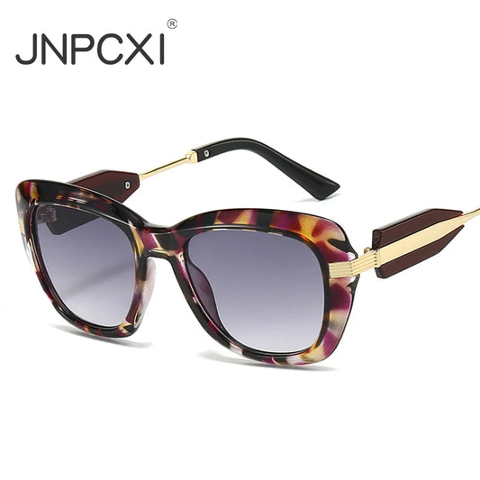 JNPCXI New Fashion Cat Eye Women Sunglasses Retro Green Colorful Gradient Shades UV400 Men Trending Sun Glasses