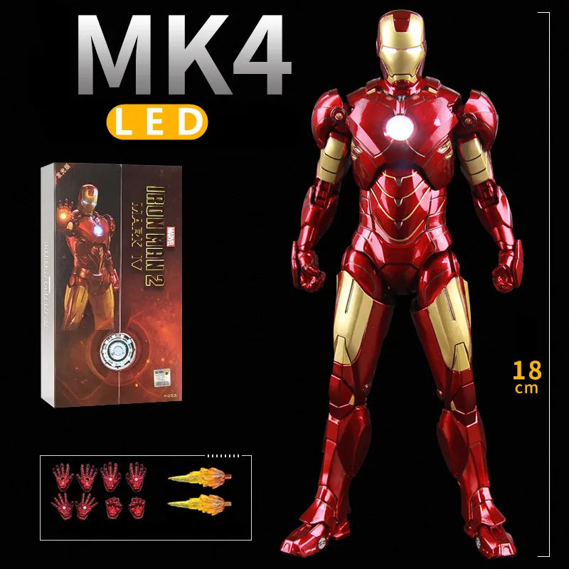 ZD Toys LED Light Iron Man MK1 MK2 MK3 MK4 MK5 MK7 MK43 MK50, 7" Action Figures