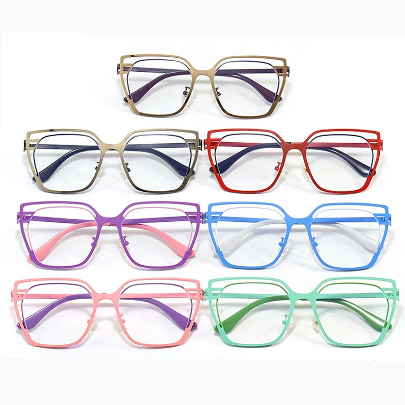 JNPCXI Square Hollow Oversized 2026 New Anti Blue Light Glasses Frame Women Fashion Trendy Eyewear