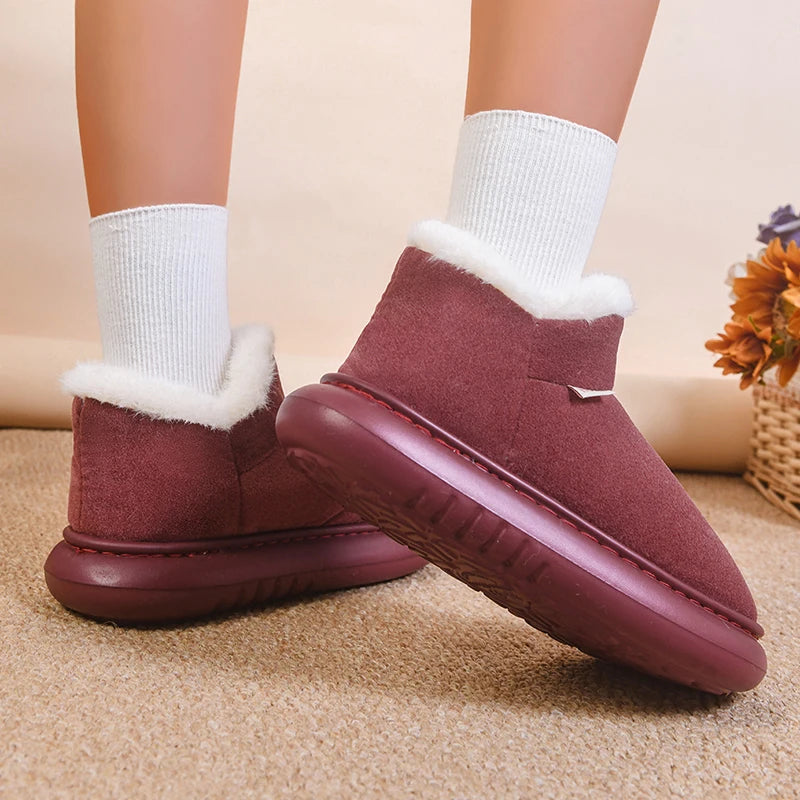 Thicken Plush Winter Snow Boots Women 2025 Slip On Warm Platform Cotton Padded Shoes Woman Comfort Soft Sole Fluffy Ankle Boots