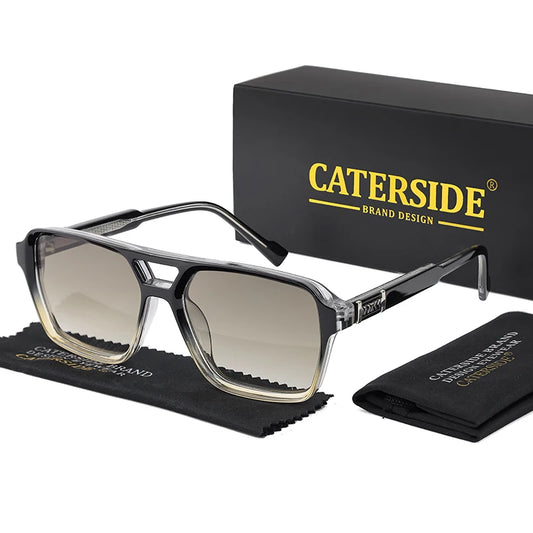 CATERSIDE Fashion Punk Sunglasses Men Square Frame Flat Top Double Bridge High Quality Sun Glasses Women Party Festival Gifts