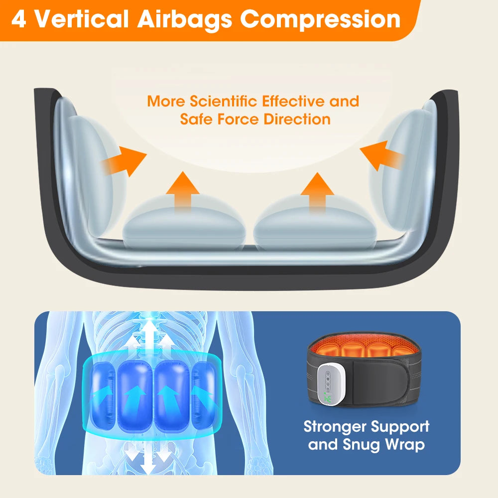 Cordless Airbag Heated Waist Belt Lower Back Lumbar Support Heating Pad 4 Heating Massage Brace Abdomen Warm Menstrual Care Wrap