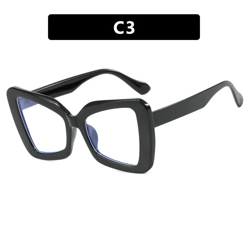 JNPCXI New Fashion Oversized Frame Gradient Women Irregular Anti Blue Light Glasses Fashion Women's Flat Light Glasses