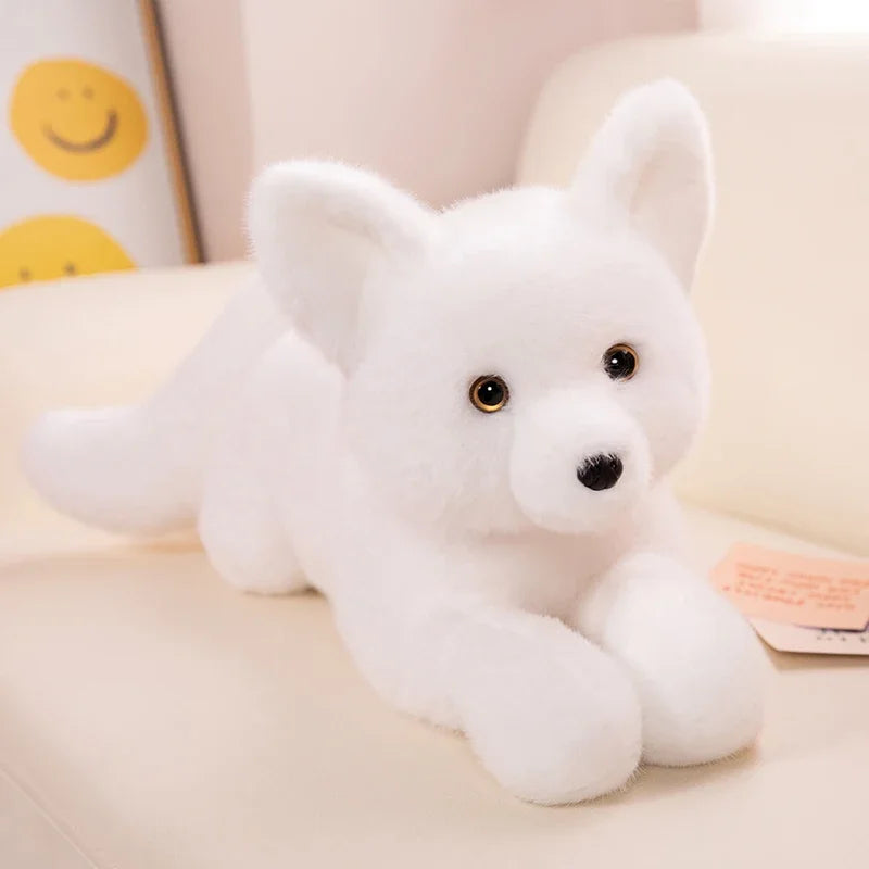 Realistic Furry Fox Plush Toys Soft Stuffed Long Tail White Red Fox Doll Huggable Pillow For Children Birthday Christmas Gift