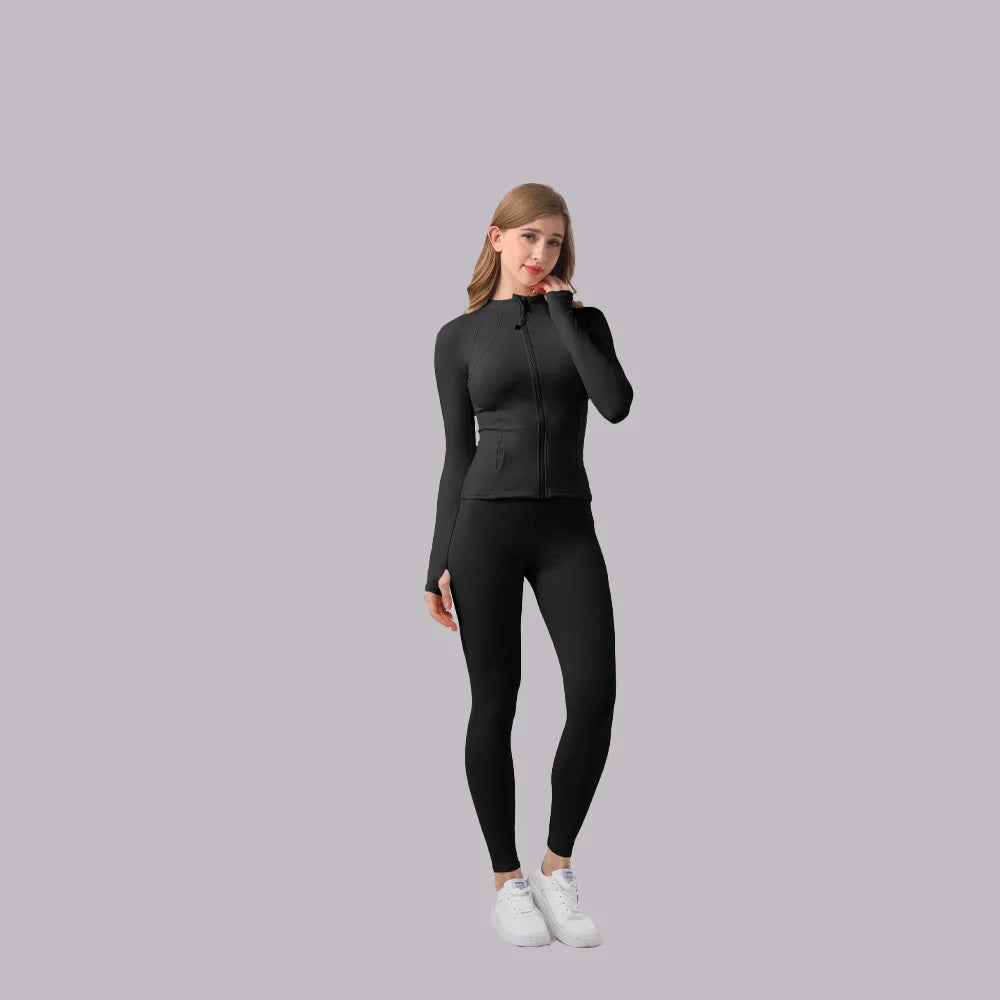 High-Elasticity Shaping Yoga Set for Women Running Fitness Sportswear: High-Waisted Tummy-Control Leggings + Form-Fitting Top