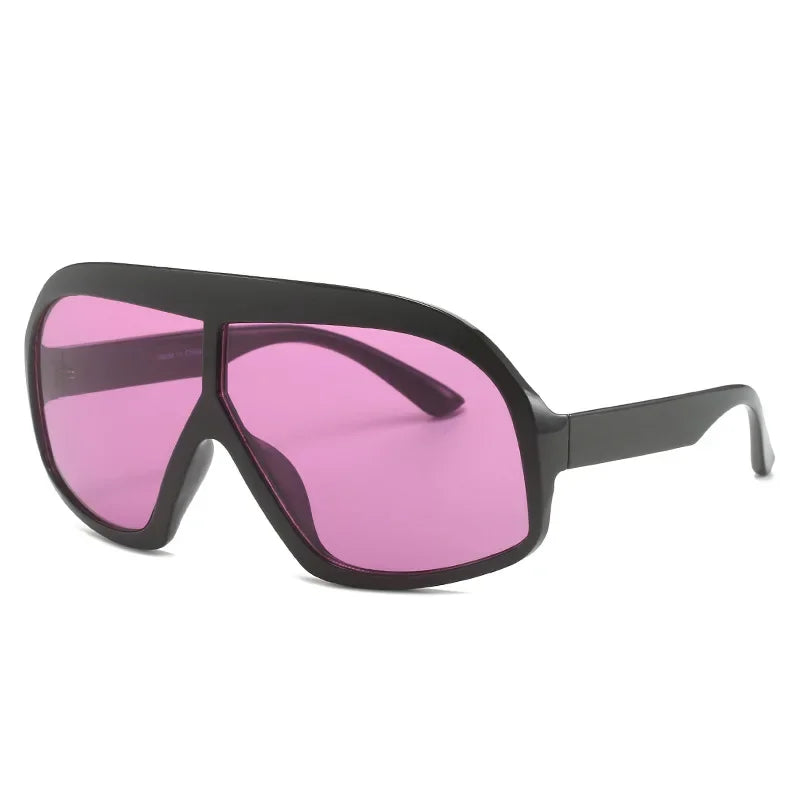 JNPCXI Fashion Oversized Pilot Sunglasses Luxury Yellow Lens Women Men UV400 Brand Designer One Piece Sun Glasses Shades