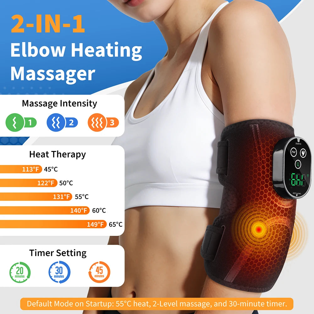 Electric Heating Elbow Support -Vibration Massager Hot Compress Relieves Elbow Fatigue Discomfort Arthritis Joint Pain Relief