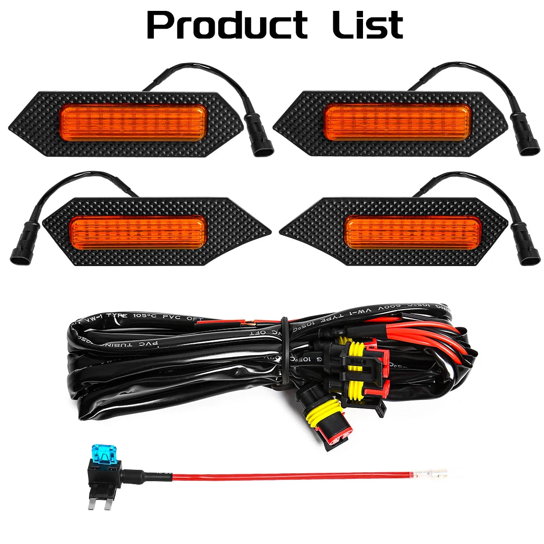 4Pcs Grill Car LED Light For Toyota Tacoma 2024 TRD Trailhunter Front Grille Lights Amber Warning Daylights DRL White Blue Red