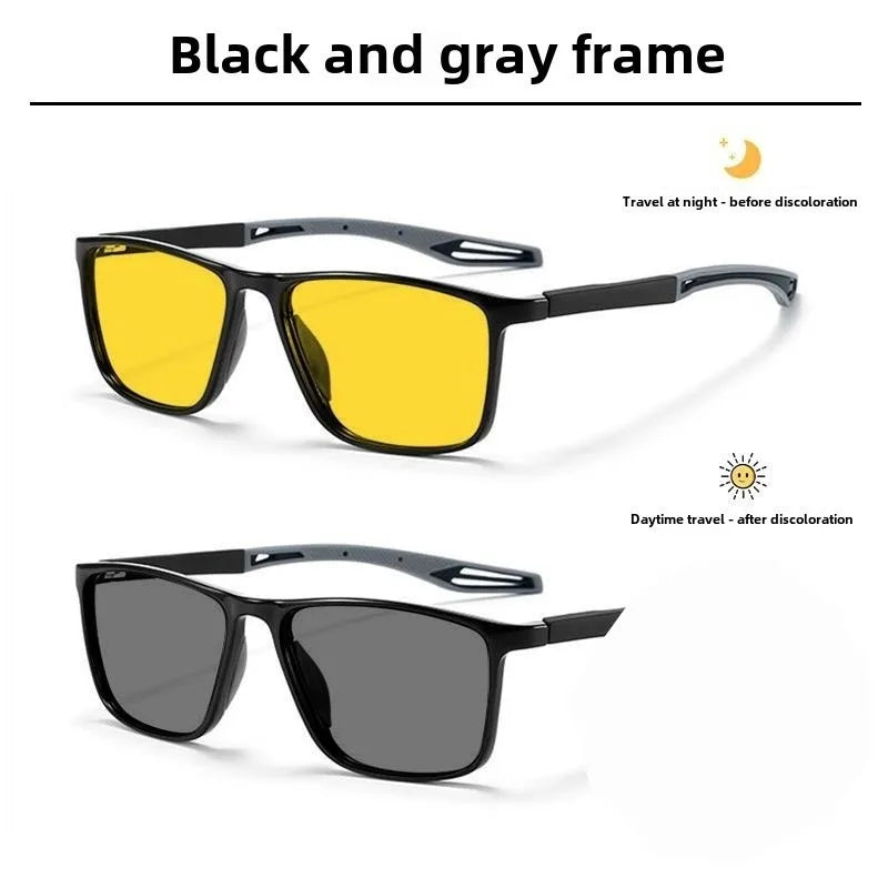 Night Photosensitive Color Changing Sports Glasses for Men, Fashionable and Trendy UV Resistant Glasses, Night Vision Goggles