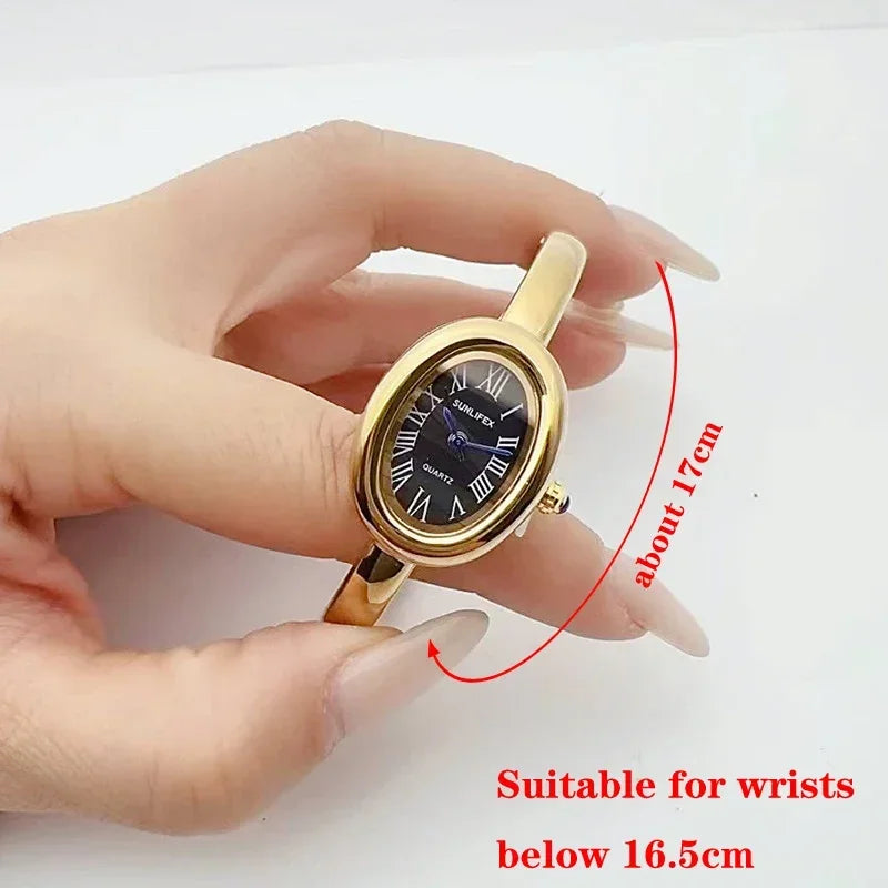 Dropshipping Famous Brand Watches Women Diamond Encrusted Oval Dial Quartz Watch Luxury Gifts Bracelet Wristwatch Reloj Mujer