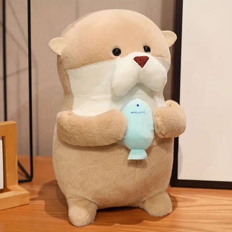 2 Sizes Kawaii Otter Plush Toys Soft Sea Otter Stuffed Animals Plushies Cute Brown Otter Plush Doll Birthday Gift For Children