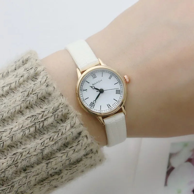Fashion Student Watch Belt Watch Small Plate Light and Thin Student Exam Watch Women's Retro Quartz Wristwatch Relógio Feminino