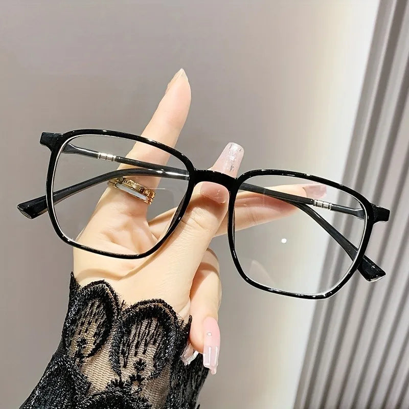2 Pairs of Square Frame Non-Prescription Glasses Ultra-Light Full Frame PC Frames PC Non-Diopter Lenses Ideal Gift for Friend