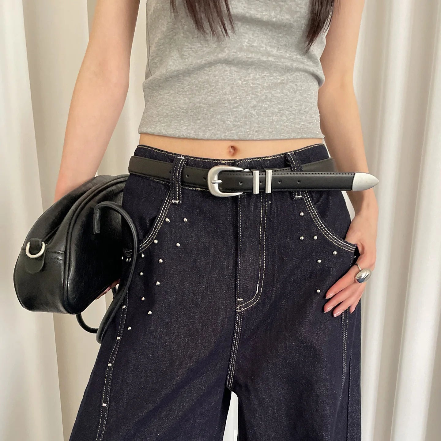 Women's 2025 New Red Cowhide Leather Belt With A Sense Of Design Suitable For Jeans Fashionable And Versatile Belt To Trim The