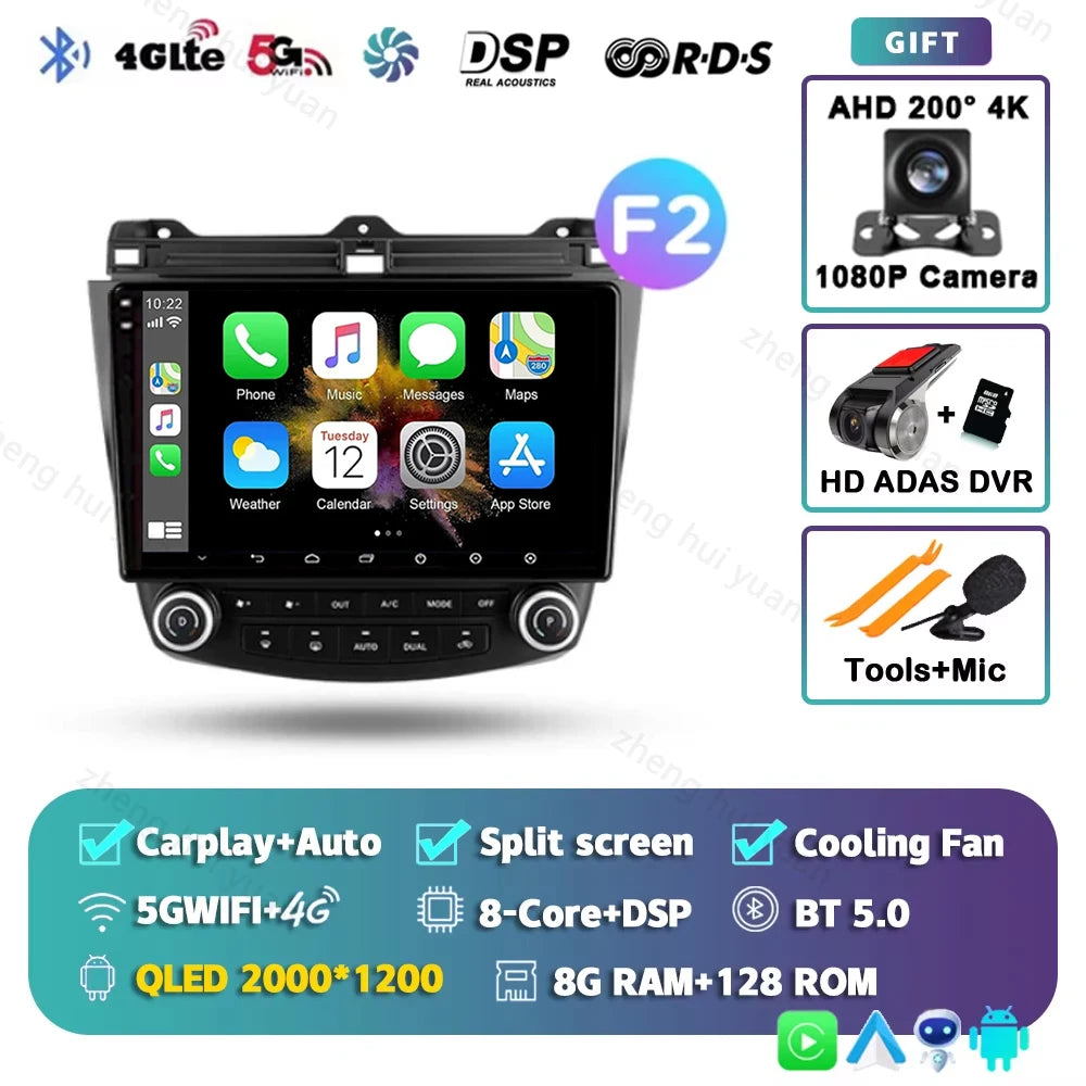 Android 14 For Honda Accord 7 2002 - 2008 CarPlay Auto 360 Camera Car Radio Multimedia Video Player GPS stereo Head Unit 4G WIFI
