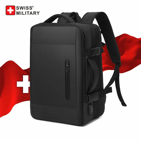 SWISS MILITARY Laptop Backpack Men 15.6 Inch Multi Pocket Expandable Backpack Waterproof USB School Backpack Business Travel Bag