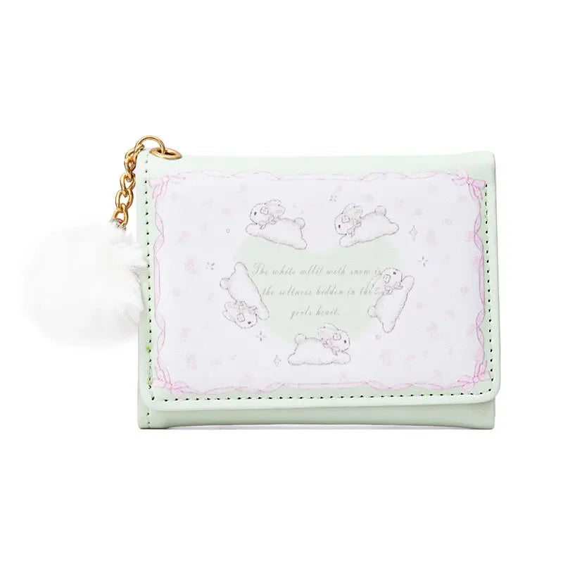 1 Pc Cute Student PU Leather Coin Purse Simple 3 Folds INS Style Credit Card Holoder Wallets Portable Cute Small Storage Bag