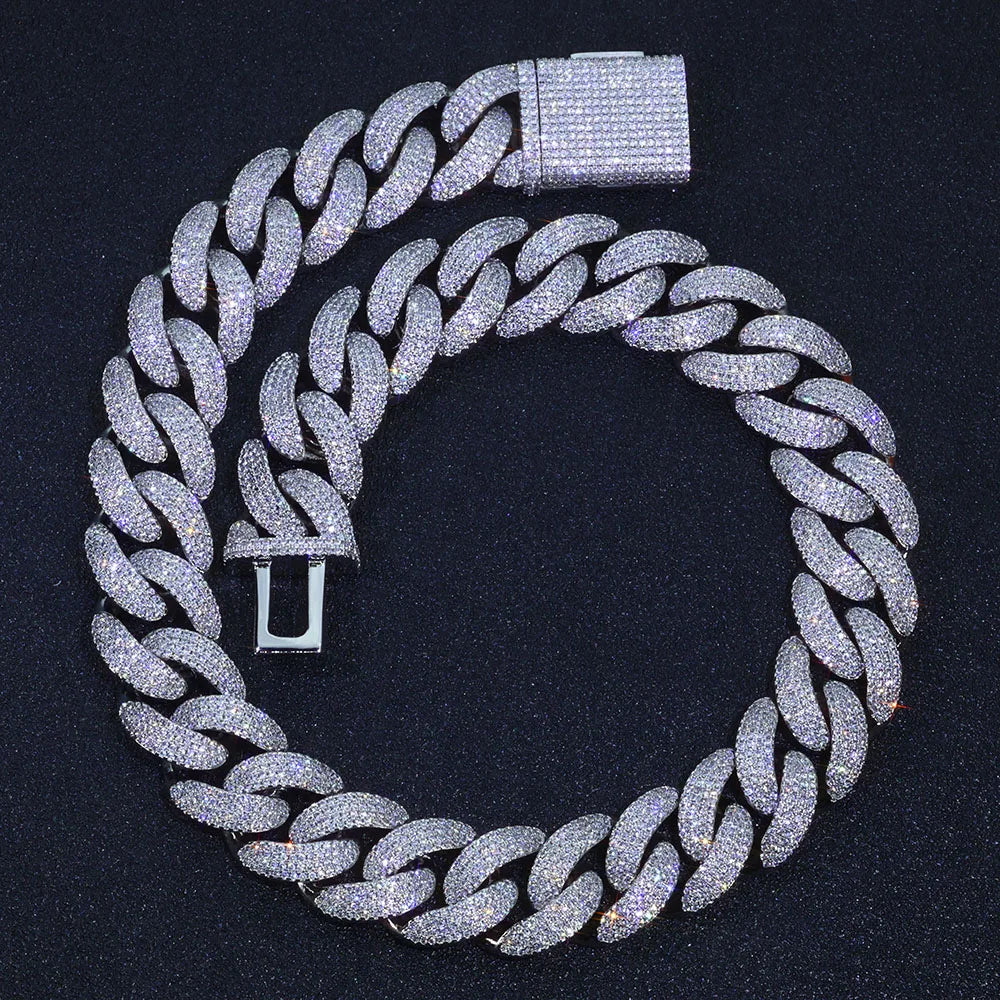 Men's Bling Zircon Cuban Link Chain Iced out, 20mm Width Bubble Cuban Necklace