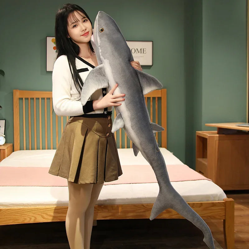 140cm Huge Simulation Bluefin Tuna Plush Toys Stuffed Soft Blue Marlin Makaira Mazara Plush Pillow Fish Toys Creative Decoration