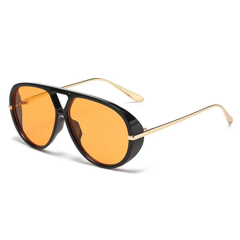 JNPCXI Fashion Double Bridges Pilot Women Oversized Sunglasses Retro Candy Color Green Gradient UV400 Men Punk Sun Glasses