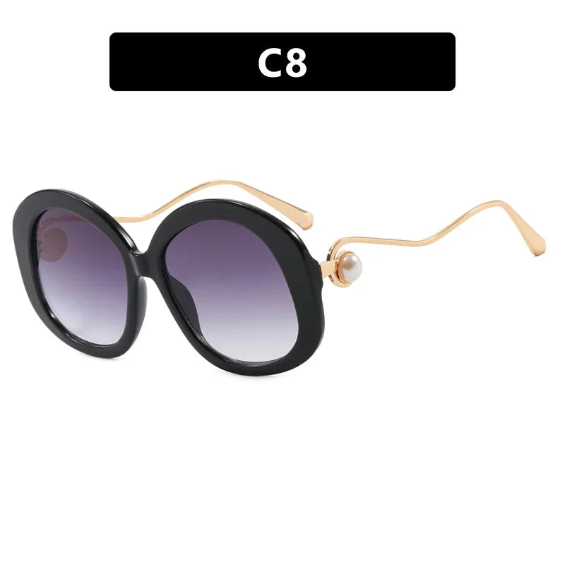 JNPCXI Vintage Round Women Luxury Sunglasses Fashion Pearl Design Glasses Frames UV400 Female Spectacles Frame