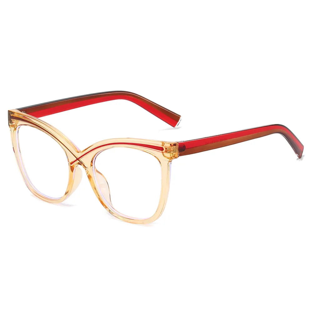 JNPCXI New Cat Eye Colorful Women Glasses Frame Fashion Polygon Clear Anti Blue Light Eyewear Men Optical Green Frame