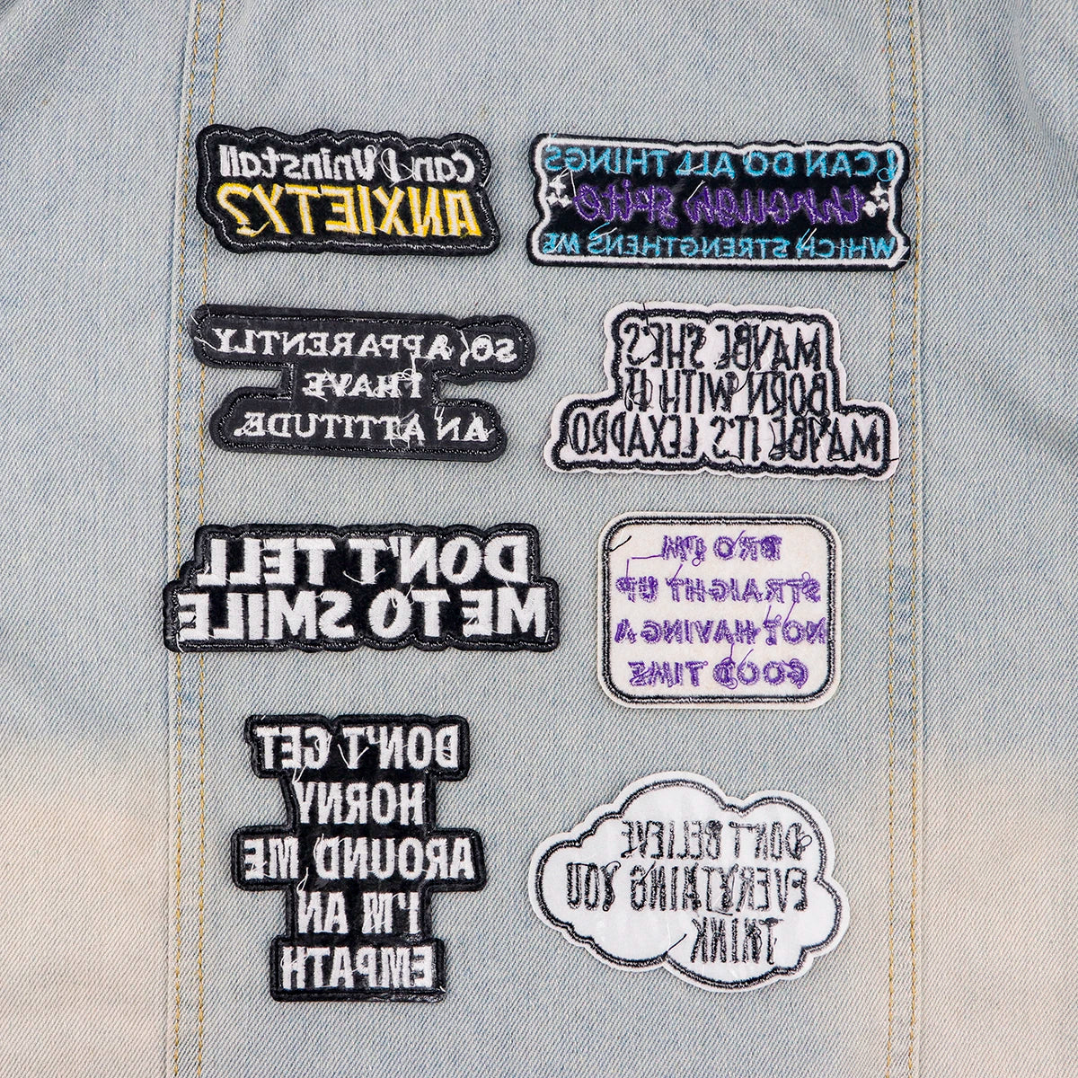 Letters Embroidery Patch Funny Quotes Iron On Patches For Clothing Thermoadhesive Patches On Clothes DIY Sew Badges