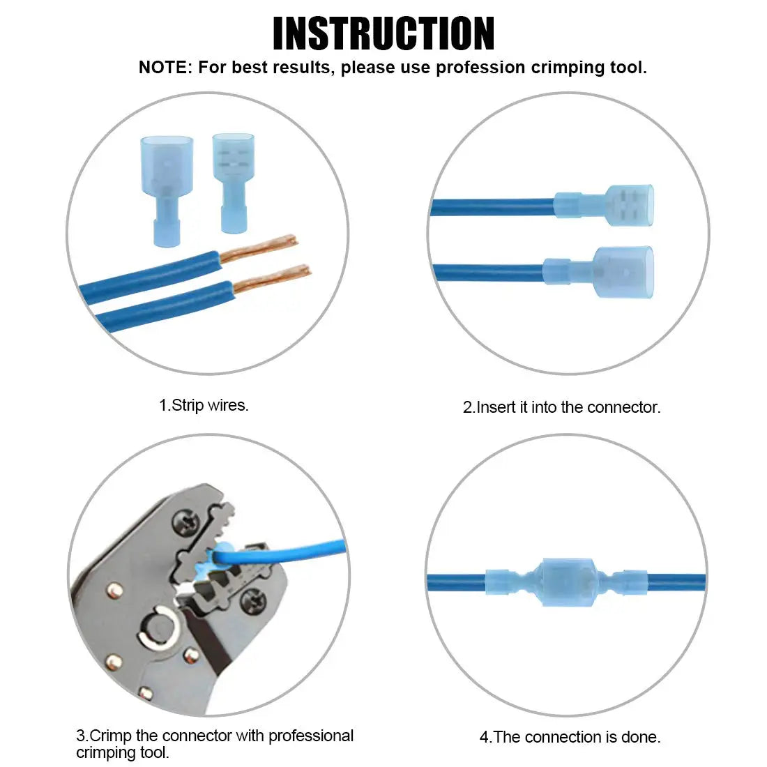 100pair/200pcs 16-14 Gauge Spade Disconnect Wire Connectors Fully Insulated Male Female Nylon Quick Crimp Terminals Wiring Spade