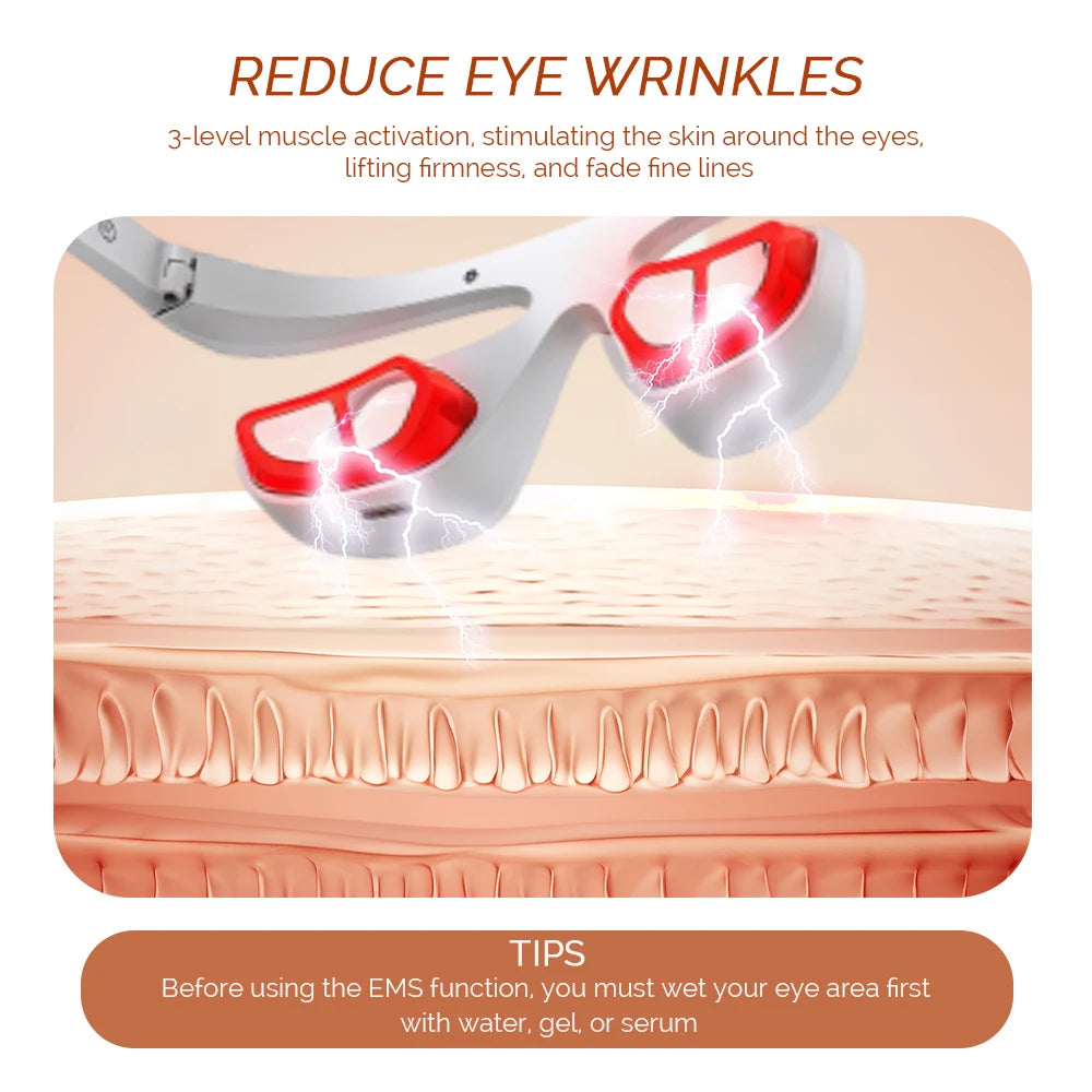 Electric Eye Massager Red Light Relieves Eye Fatigue Eyes Massage Glasses Eye Glasses Massager Dark Circles Remover