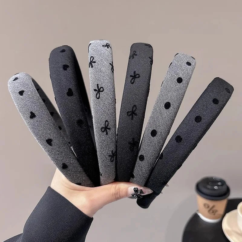 Black and Gray Simple Sponge Headband for Women Elegant Suitable for Daily Wear Including Washing Up Hair Band Fashion Girl