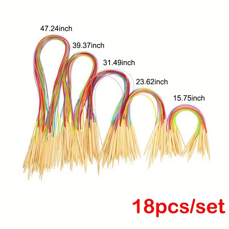 Multicolor Tube Circular Carbonized Bamboo Circular Knitting Needles 2mm-10mm Crochet Hooks Set Sewing Tools For Weave DIY Craft