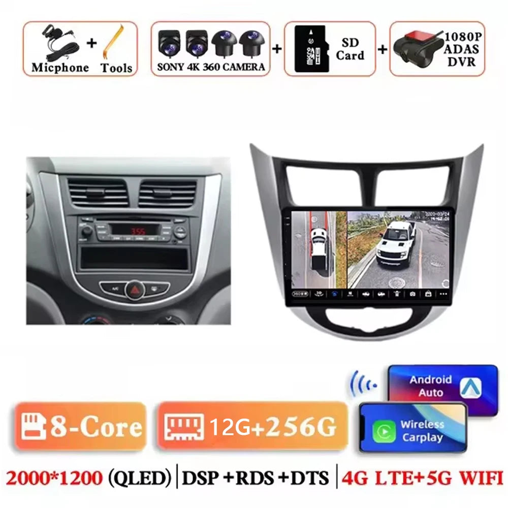 9 '' for Hyundai Solaris Accent i25 2010 - 2016 Car Multimedia Radio Video Player Android 16 GPS Navi HD Touch Screen BT WiFi