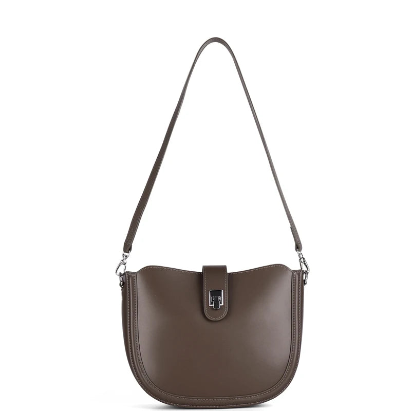 Women's fashion cowhide Genuine Leather Crossbody Handbag Female Vintage Underarm Shoulder Bag luxury designer Messenger Bag