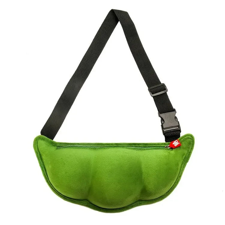 2026 Personality Creative Edamame Shape Ladies Messenger Bag Plush Pea Shoulder Bag Fun and Funny Chest Bag Bolsa De Mensajero
