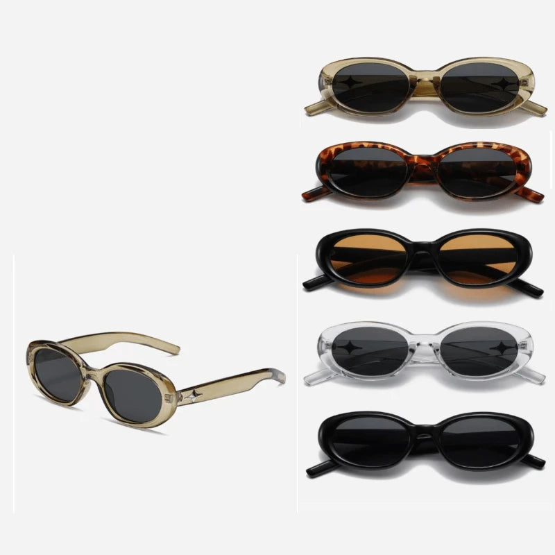 2PCS New Oval Sunglasses Women Vintage Brand Retro Black White Sun Glasses Classic Shades Female UV400
