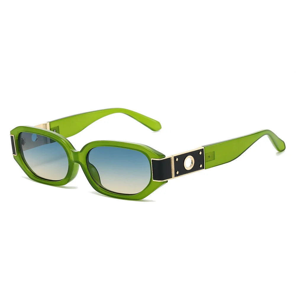 JNPCXI New Polygon Rectangle Women Sunglasses Fashion Gradient Green Shades UV400 Men Trending Outdoor Sun Glasses